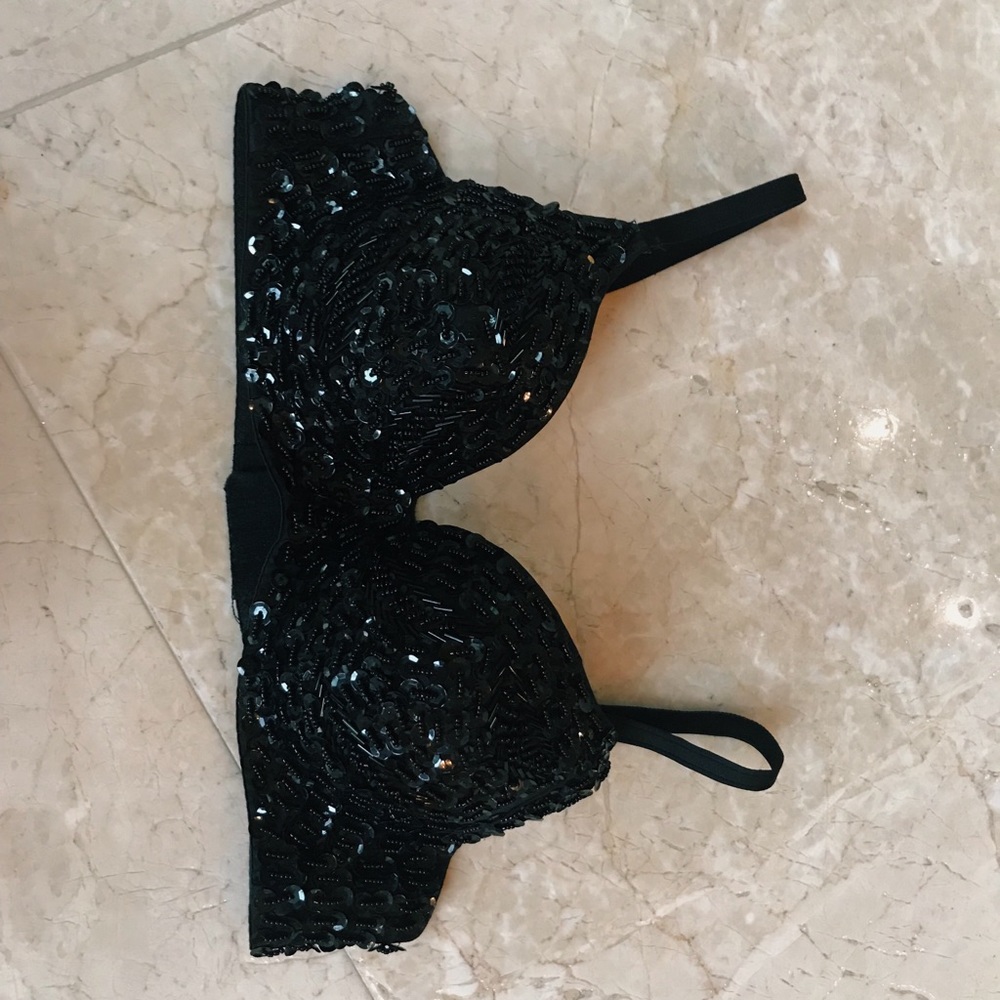 IHEARTRAVES - black sparkle rave festival bra - sm